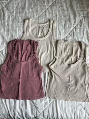 Ribbed Scoop Tank Pack — Mauve Tan & Cream